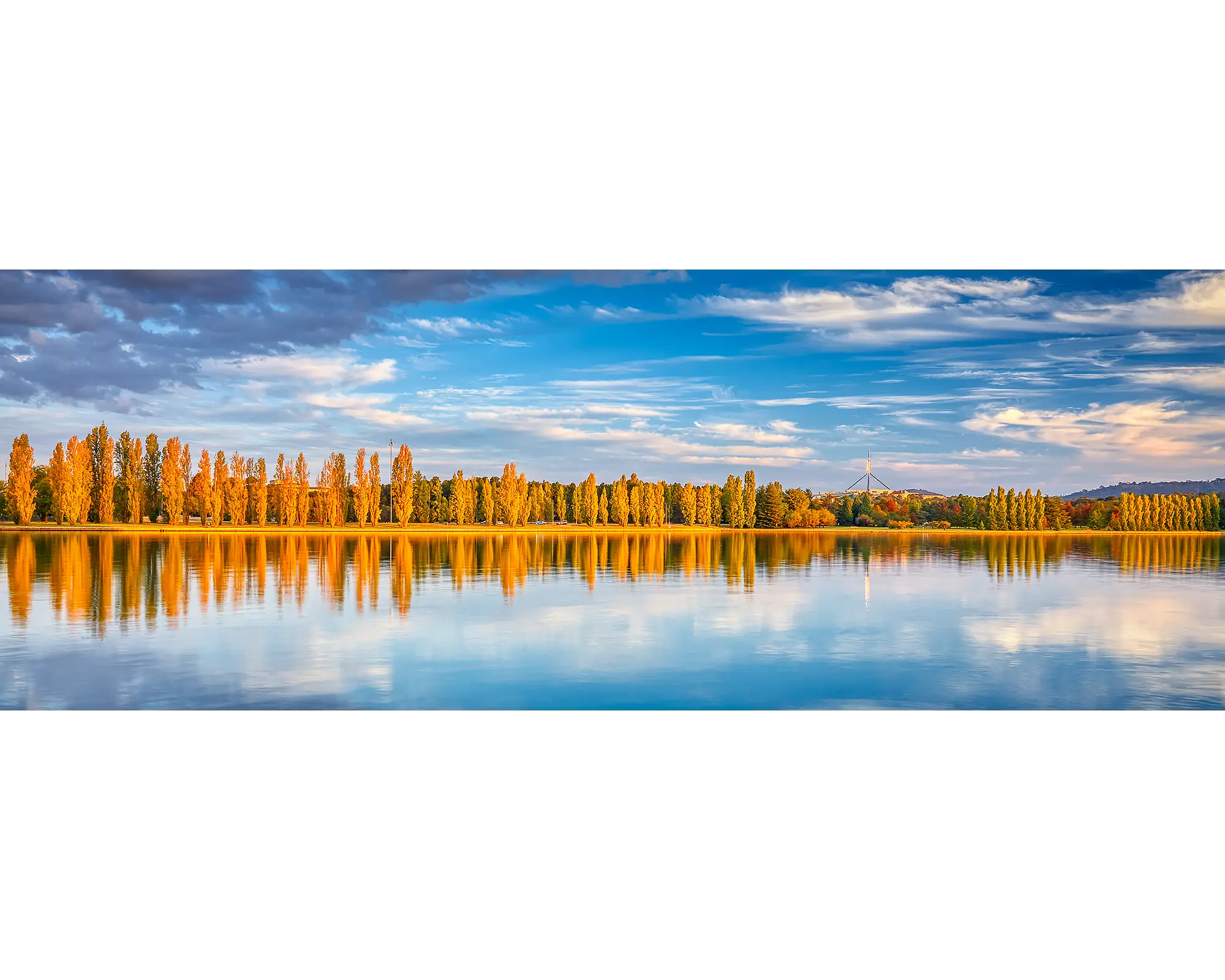 Autumn By The Lake acrylic block - Canberra autumn artwork.