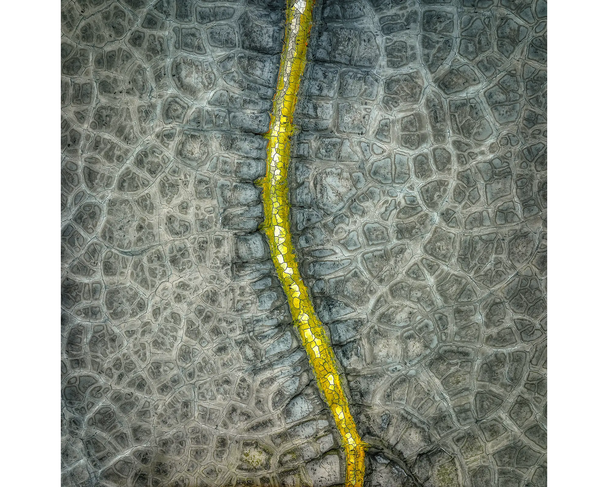 Backbone acrylic block - aerial abstract artwork.