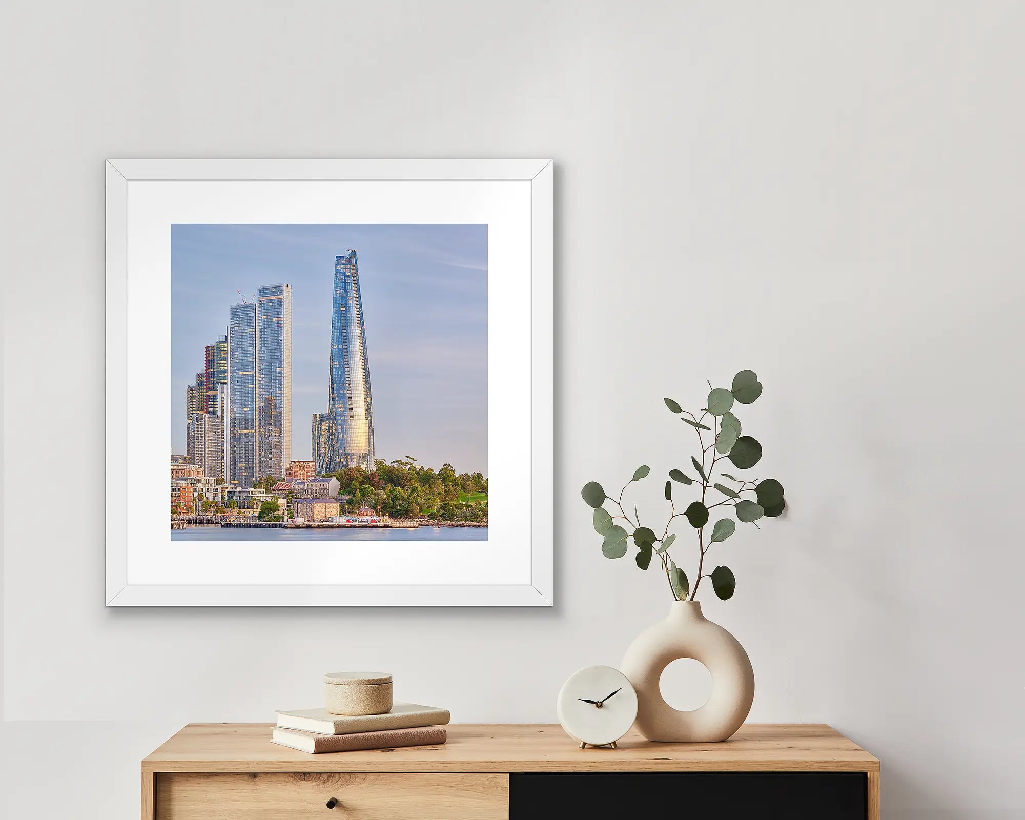 Barangaroo buildings at sunset in Sydney.