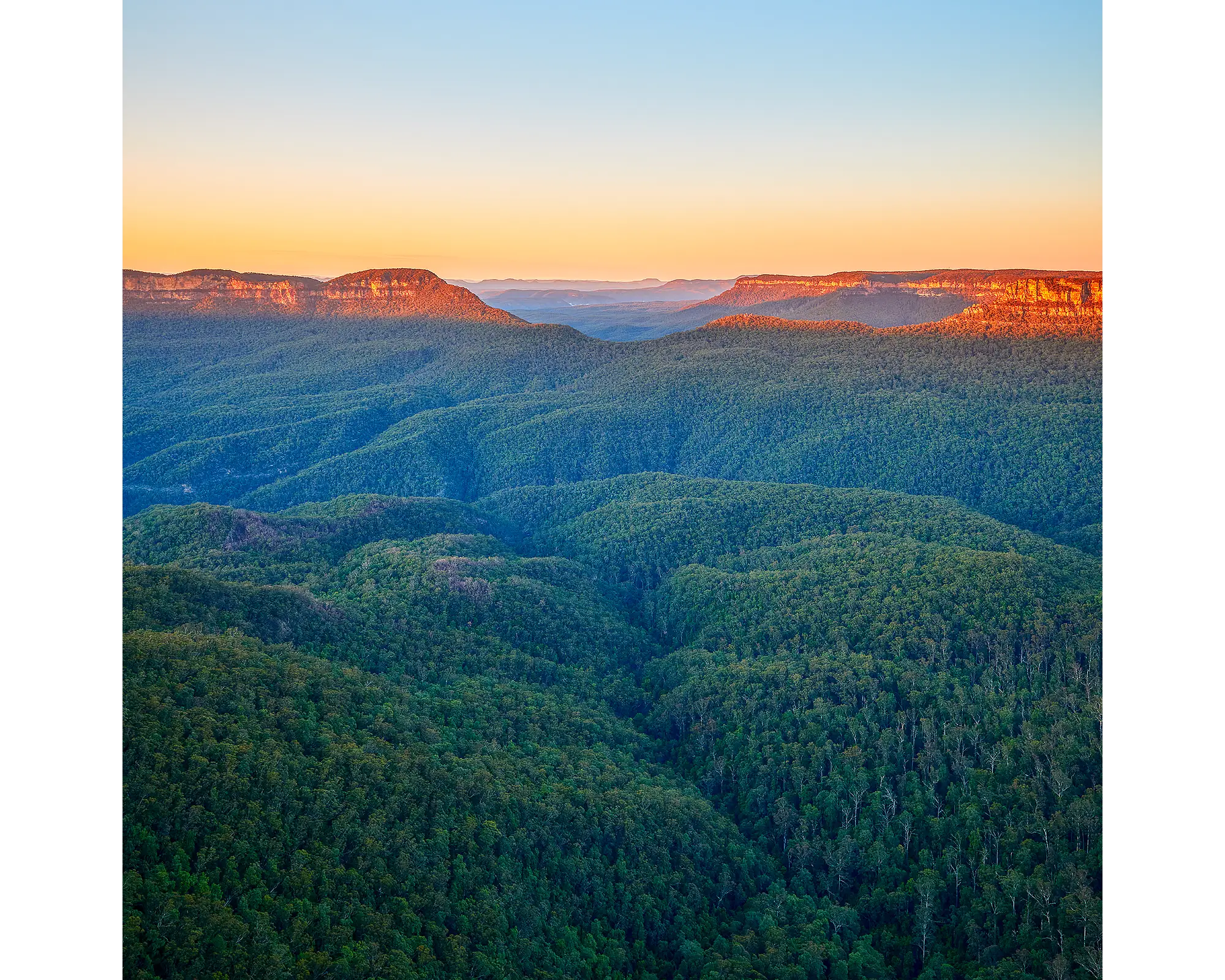 Breaking Dawn acrylic block - Blue Mountains artwork.