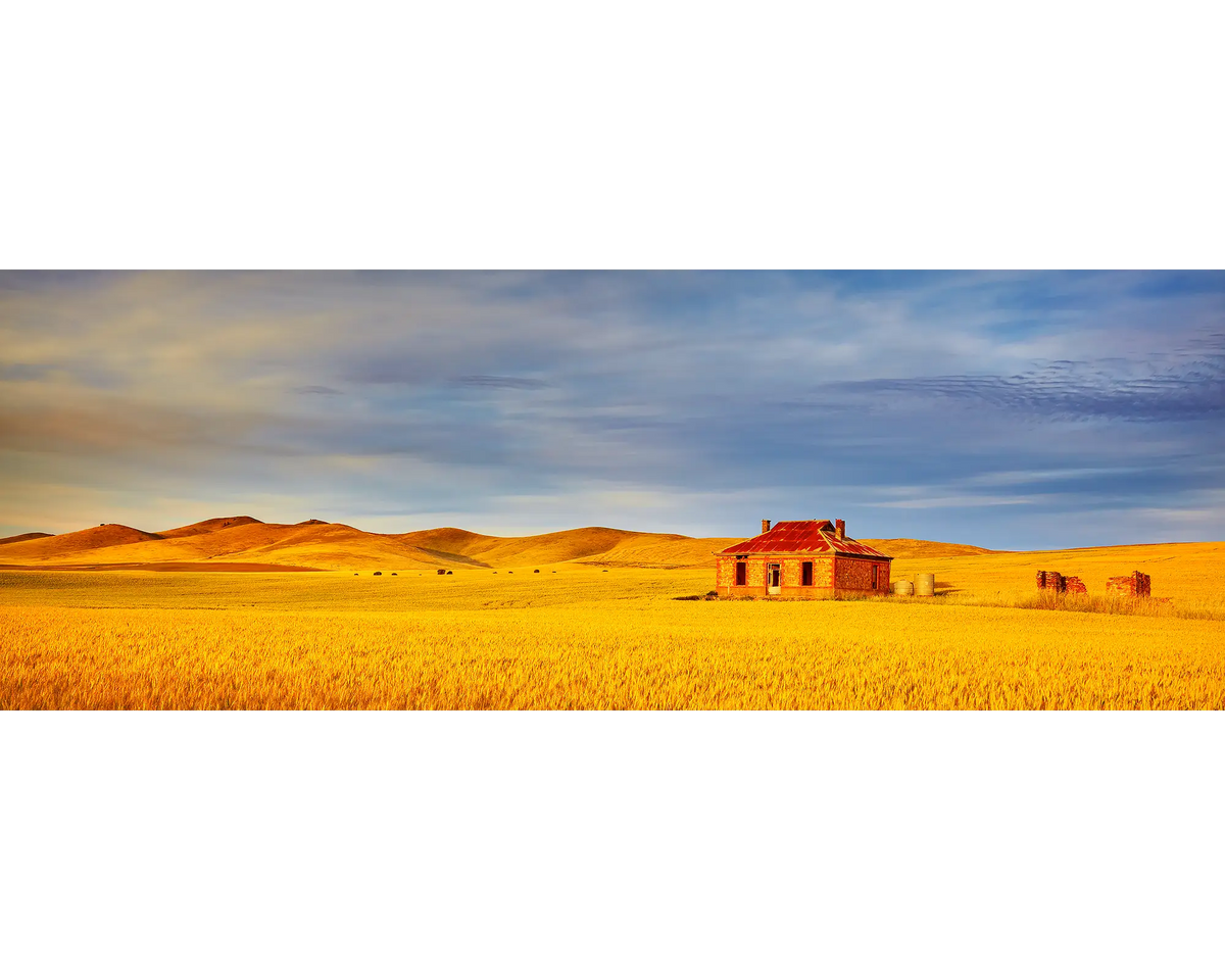 Sunset over an old farmhouse in Burra, South Australia.