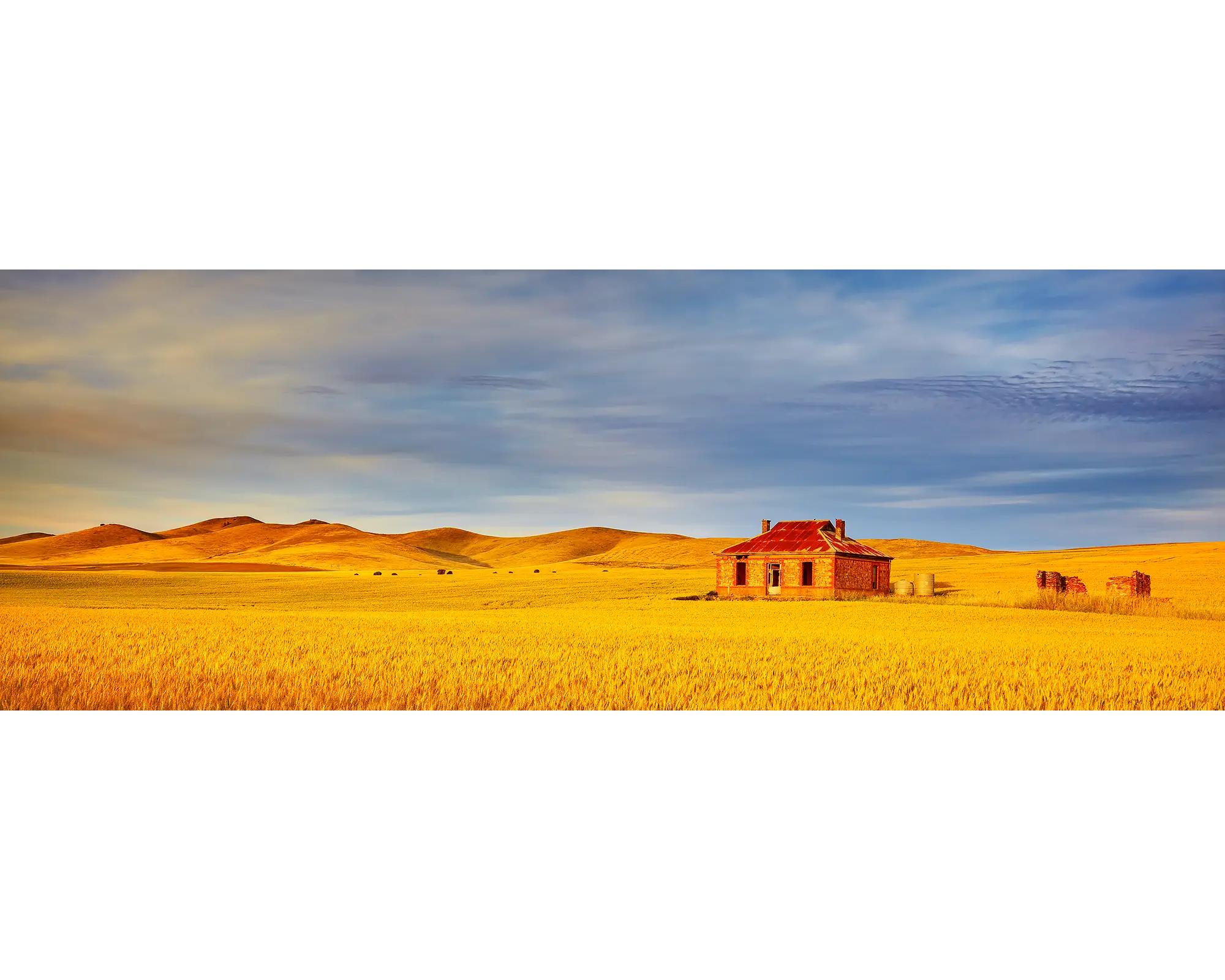 Sunset over an old farmhouse in Burra, South Australia.