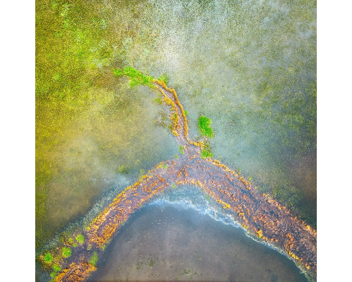 Aerial view of Lake George, NSW. 