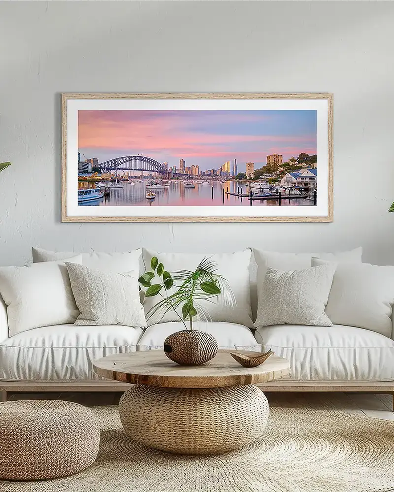 Gift for her. Lavender sunrise, Sydney wall art print.