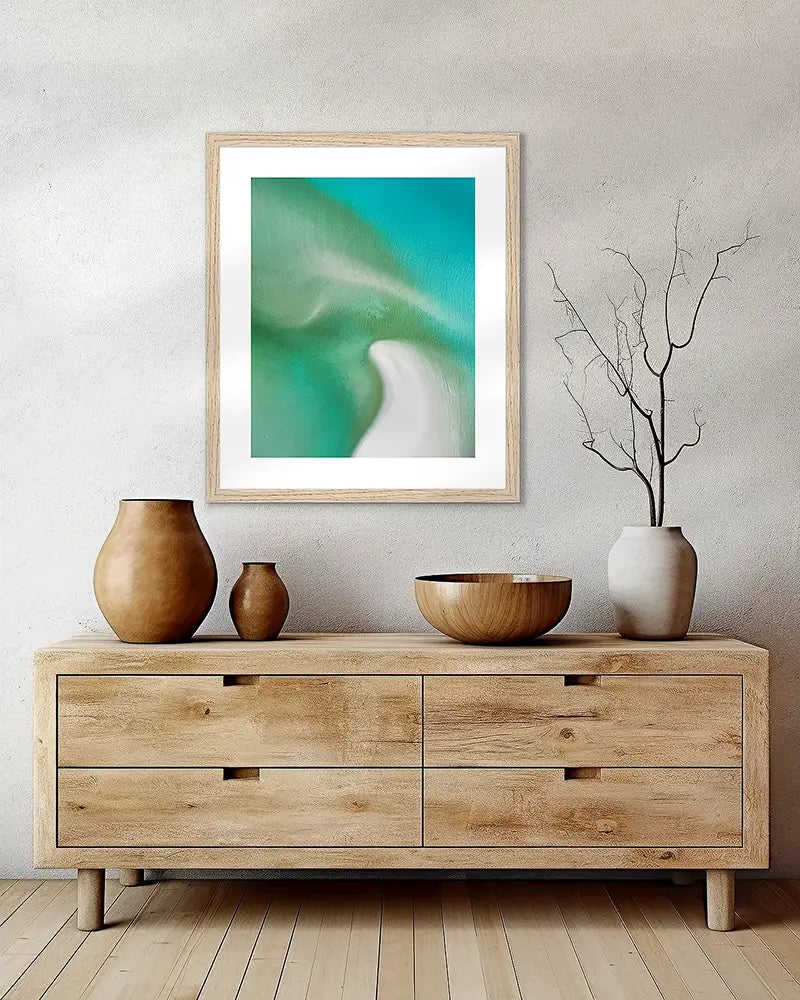 Gift for her. Opal Waters framed coastal wall art print.