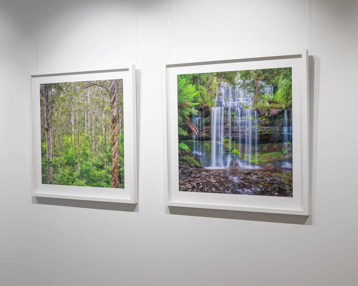 Layers. Russell Falls in Mount Field National Park. Tasmania wall art in a Gallery.