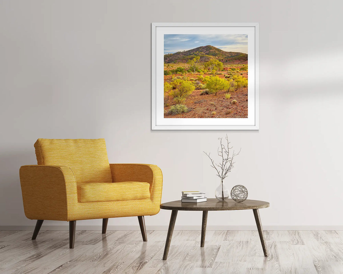 Lost in Time. Wall art print in a white frame, of Flinders Ranges. 