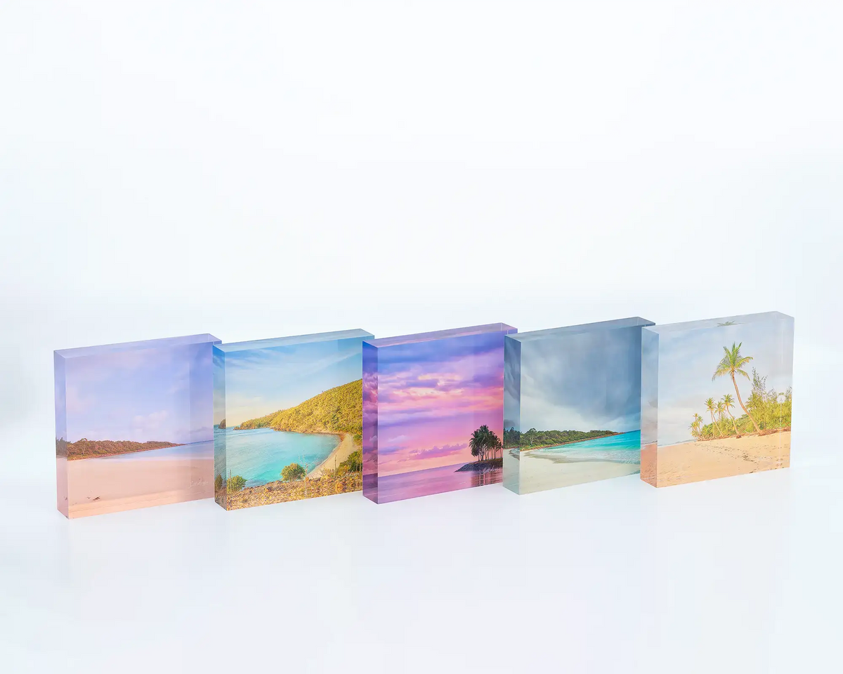 Meelup Morning acrylic block next to other coastal blocks. 