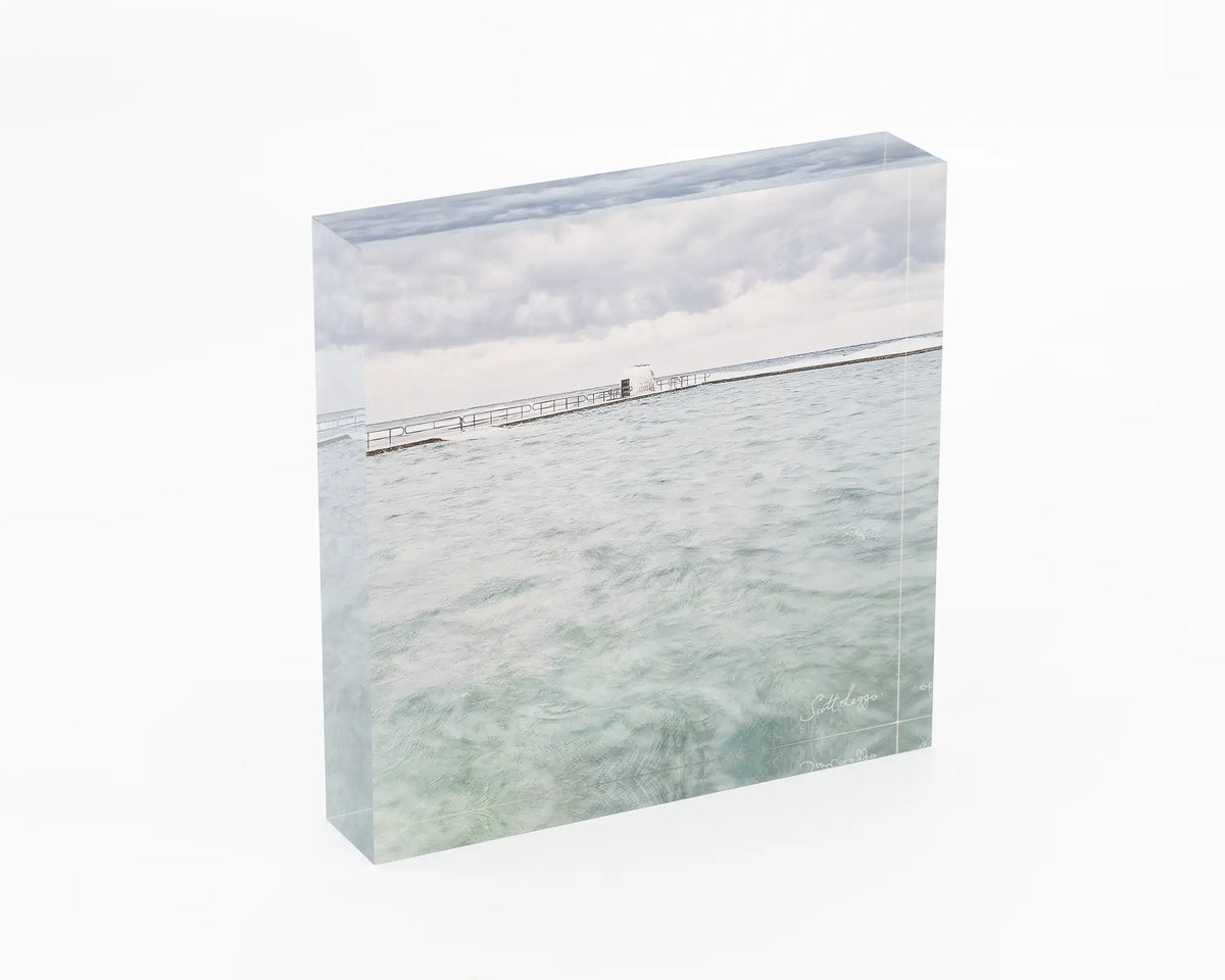 Moody Merewether acrylic block - Merewether Ocean Baths artwork. 