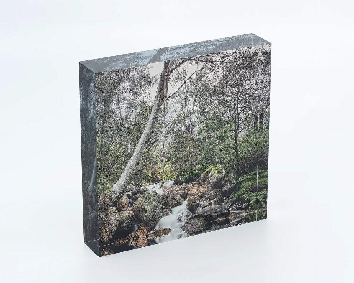 Mountain Flow acrylic block - Mount Buffalo artwork.