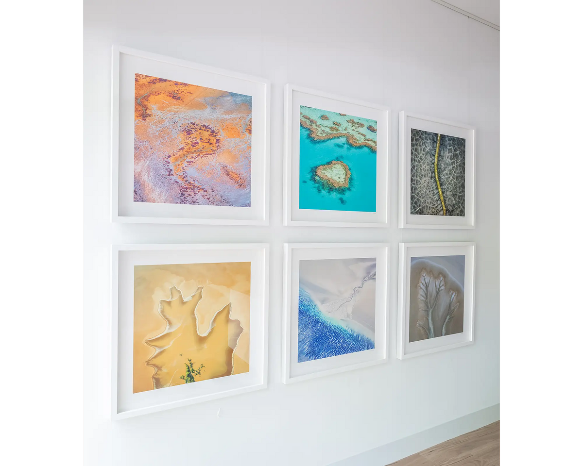 Outlet. Wall art of Blue Water and White Sand in Roebuck Bay, West Kimberley, Western Australia. Australian artwork in gallery.