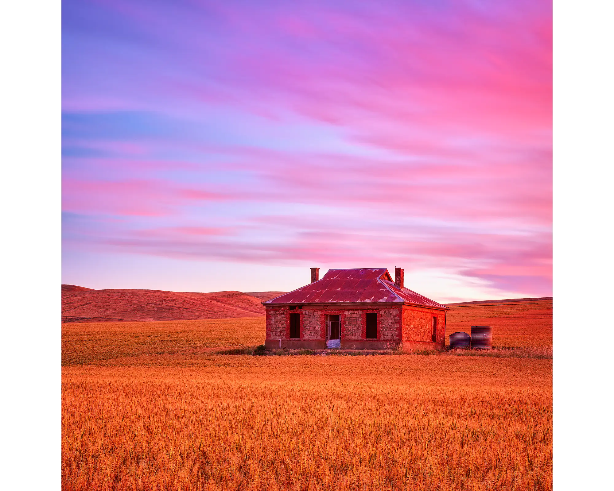 Pioneer acrylic block - old Burra homestead artwork. 