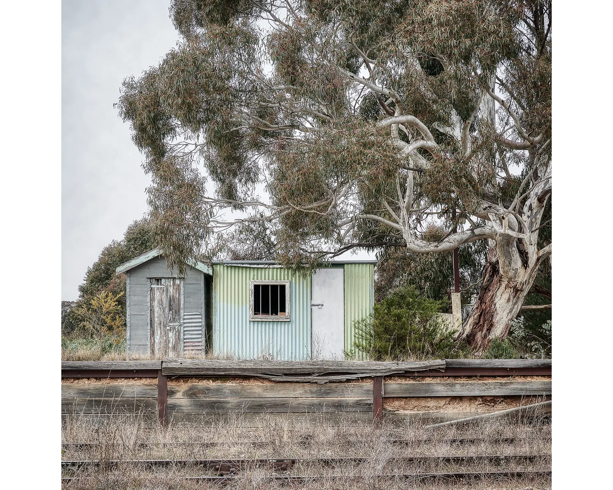 Old Royalla train station surrounded by gum trees, Royalla, NSW. 