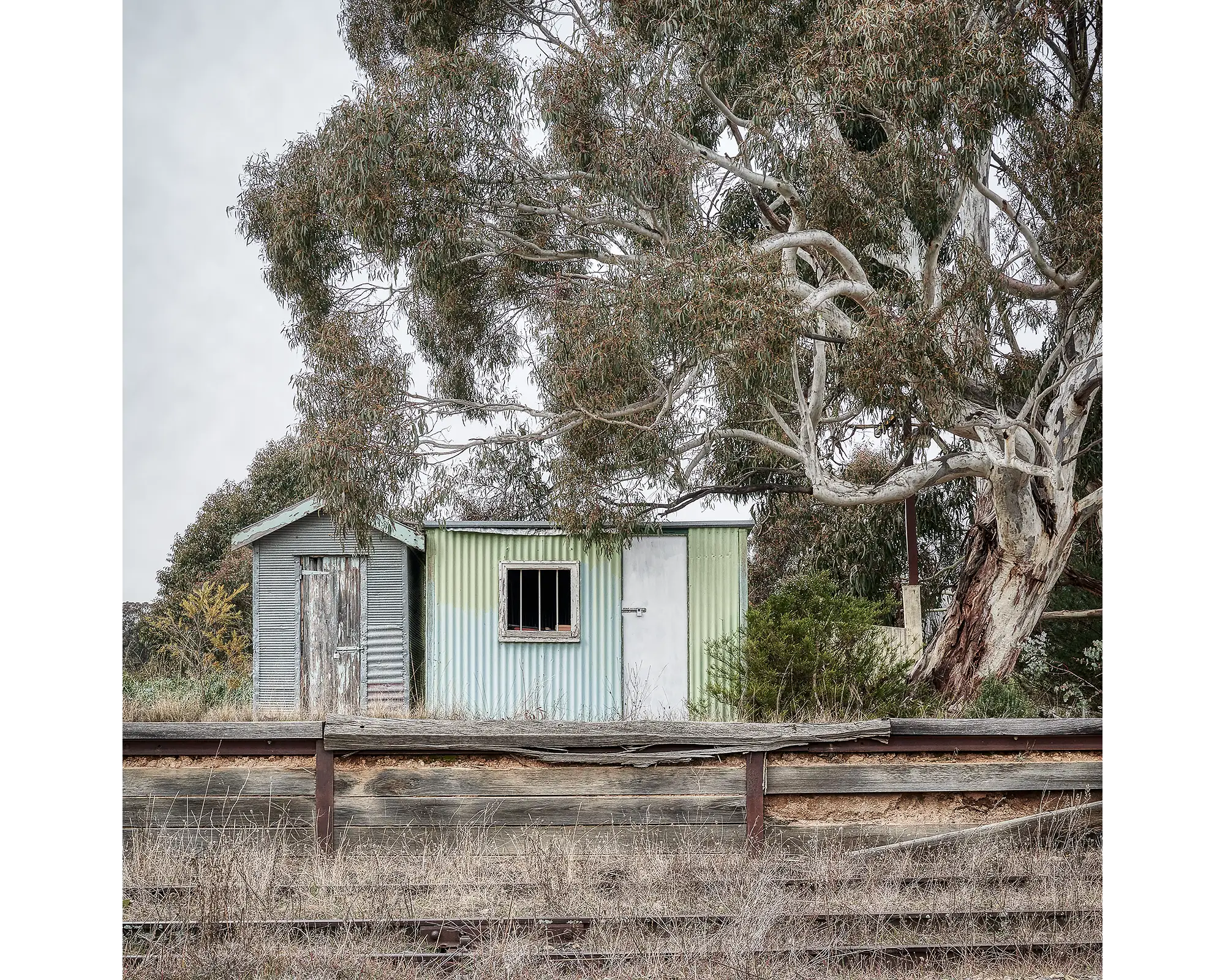 Old Royalla train station surrounded by gum trees, Royalla, NSW. 