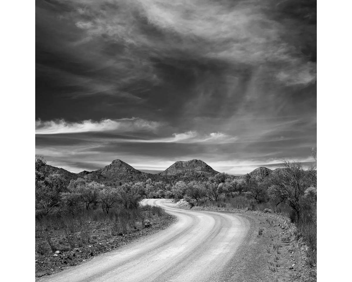 Road leading to Wilpena Pound, Flinders Ranges, SA. 