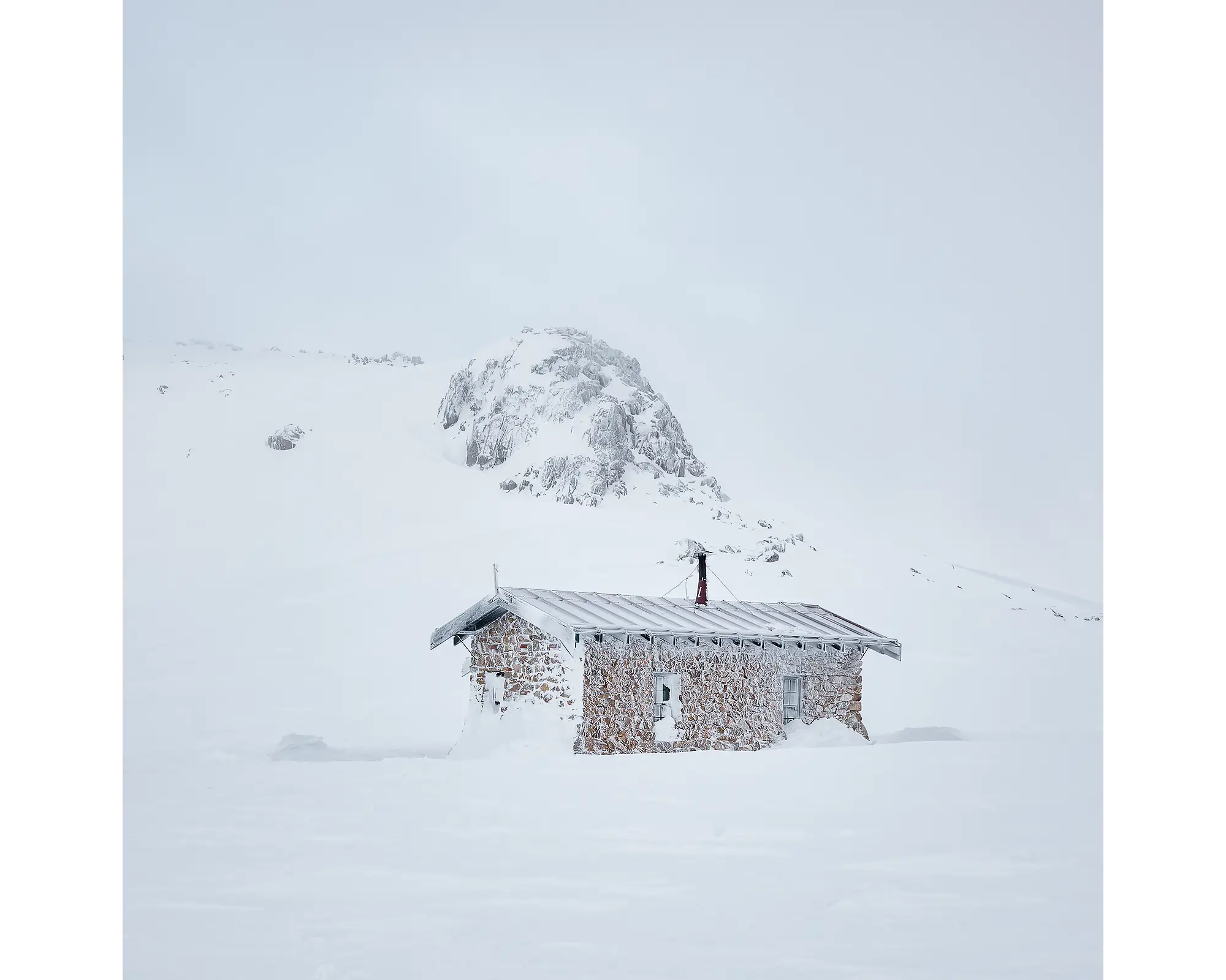 Seamans Hut covered with snow during winter in Kosciuszko National Park.