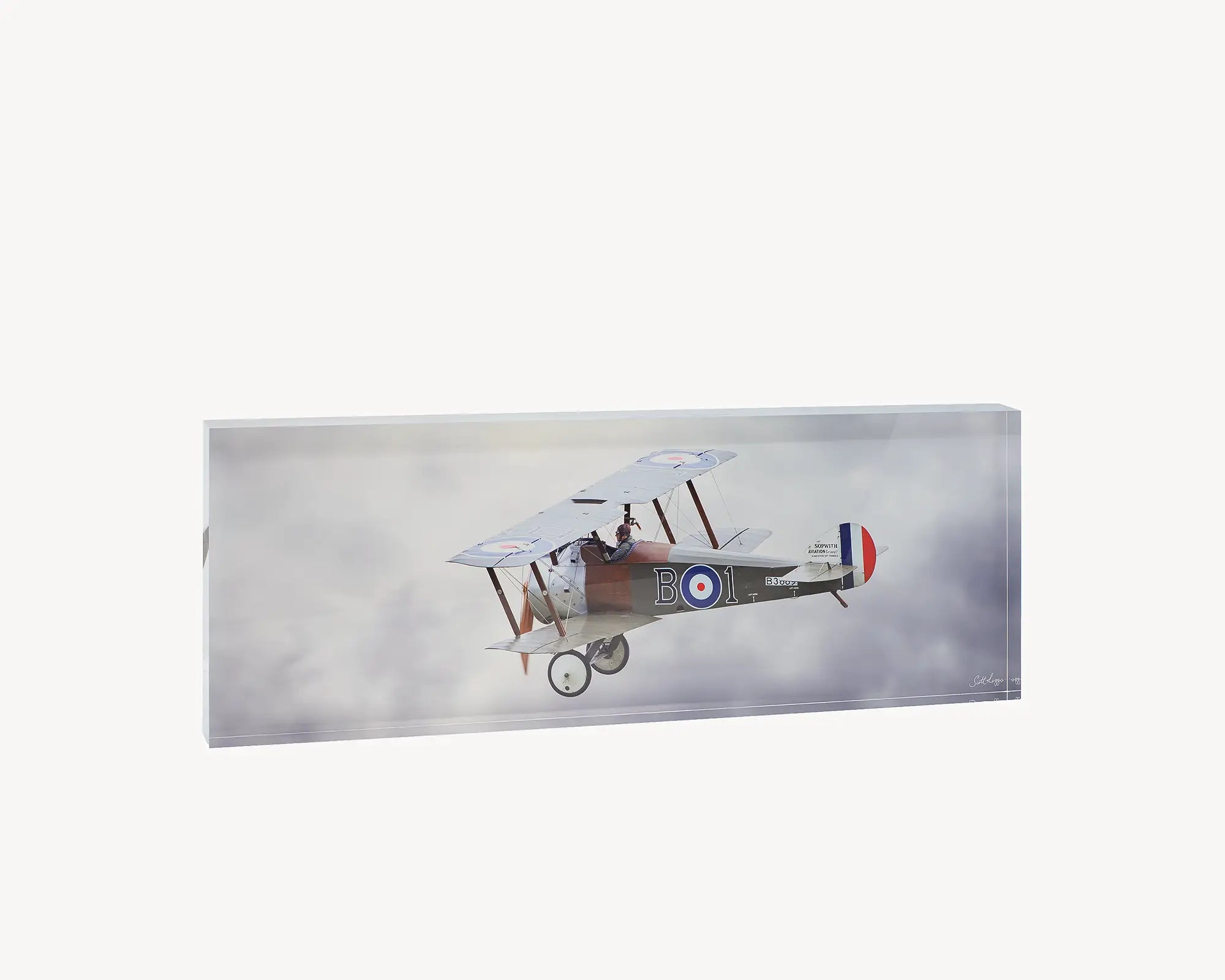 Sopwith Camel. Acrylic block of a Sopwith Camel flying. Australian aerial artwork.