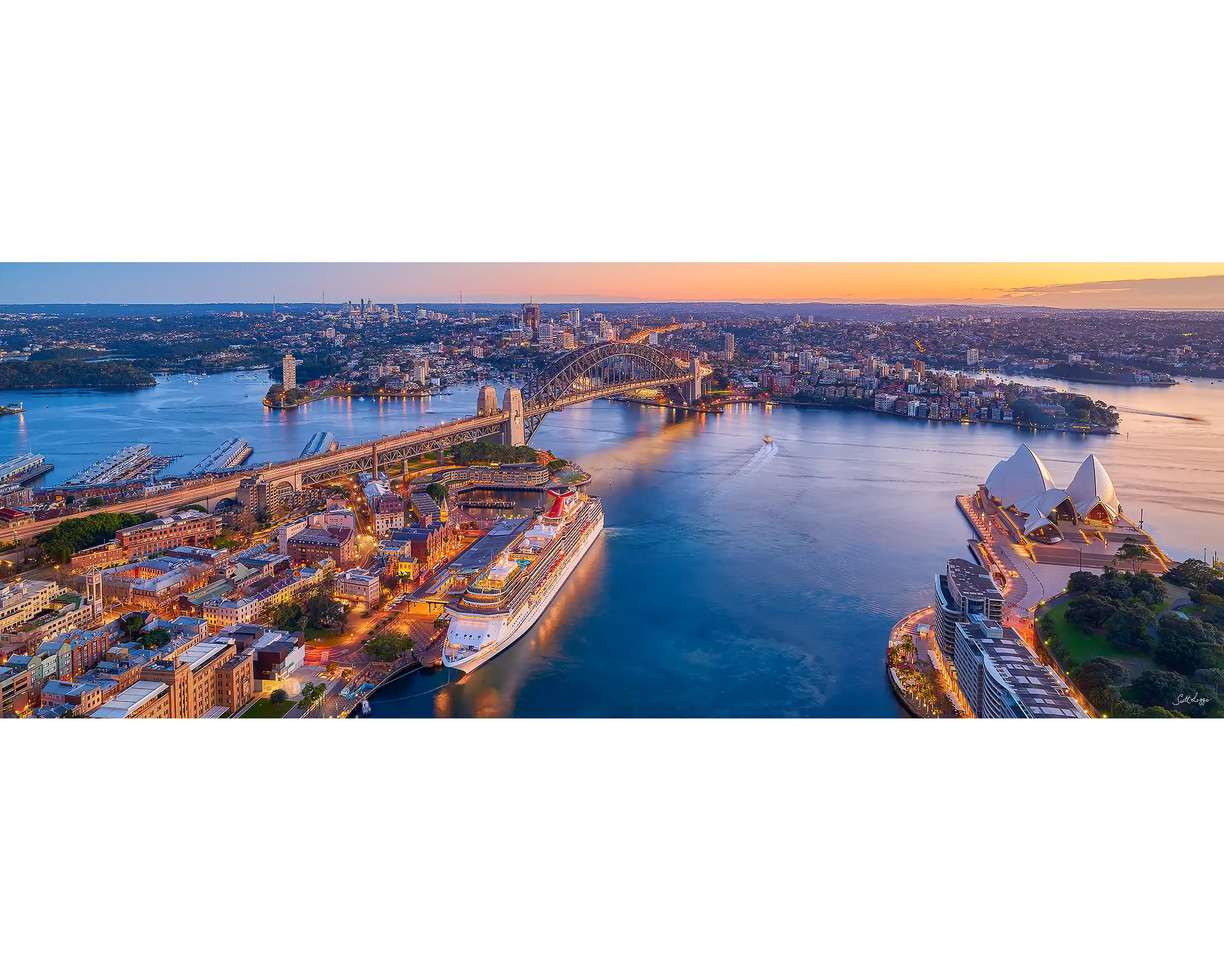 Sydney Awakes. Sydney Harbour at sunrise.