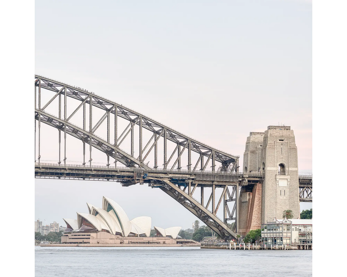 Sydney Icons. Sydney Opera House and Sydney Harbour Bridge at sunset.