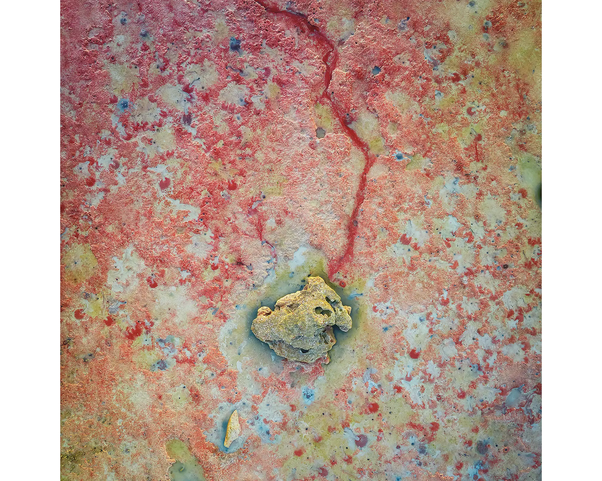 Aerial view of a red sand beach, Roebuck Bay, Western Australia. 