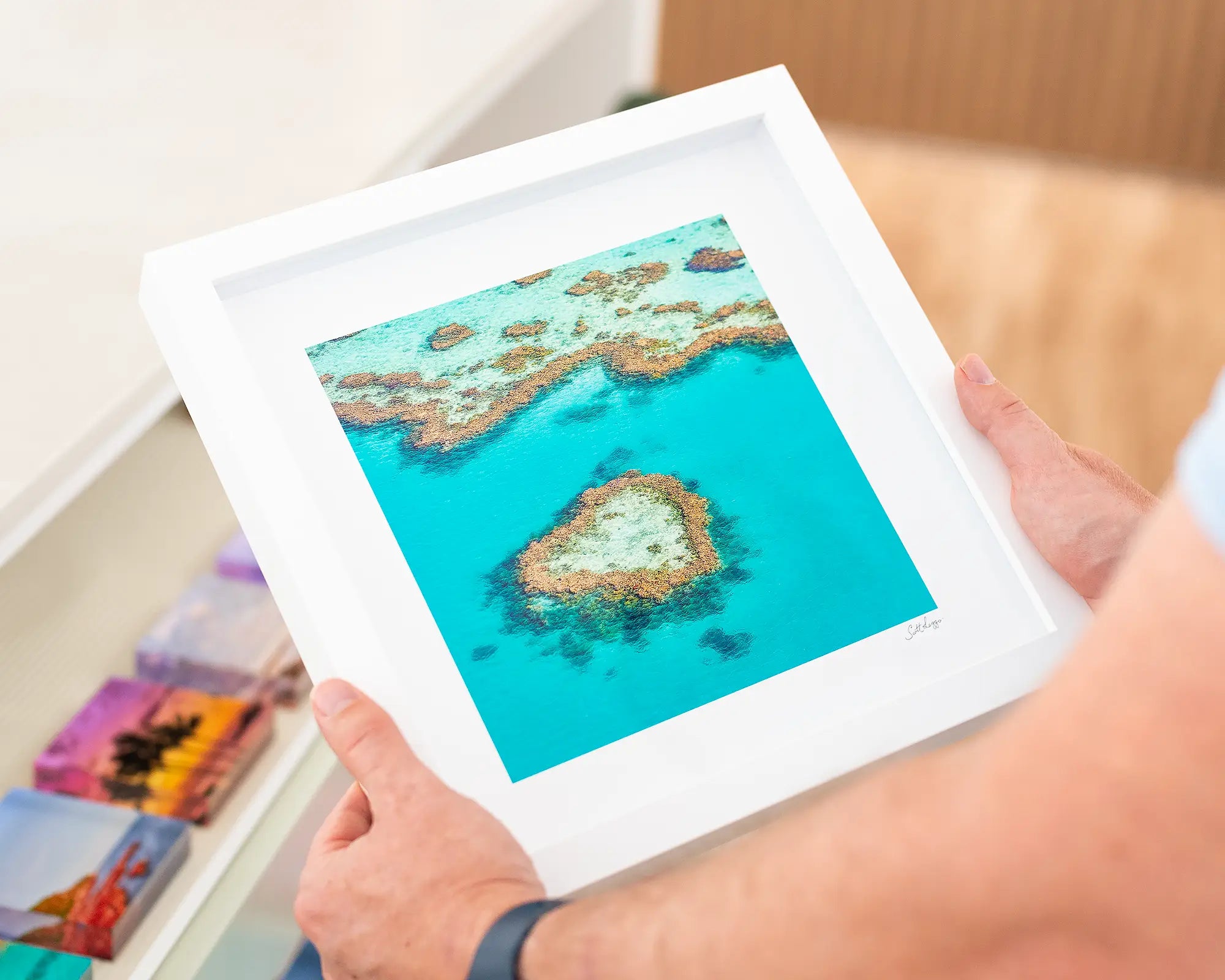 The Heart. Aerial view of Heart Reef, Great Barrier Reef, Queensland, Australia