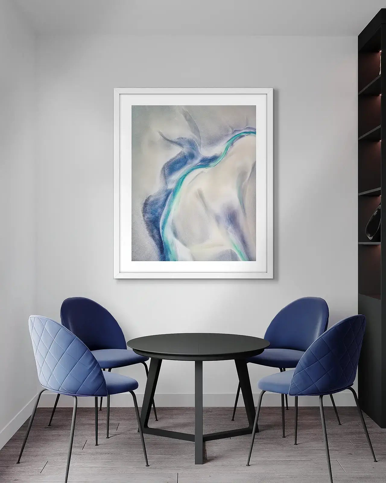 Tidal Orchid. Coastal wall art print in office meeting room.