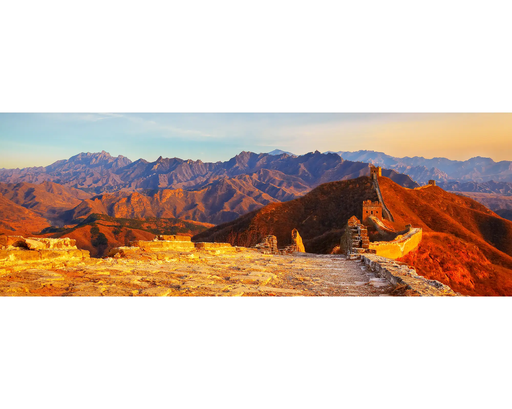 Sunset at the Great Wall of China. 