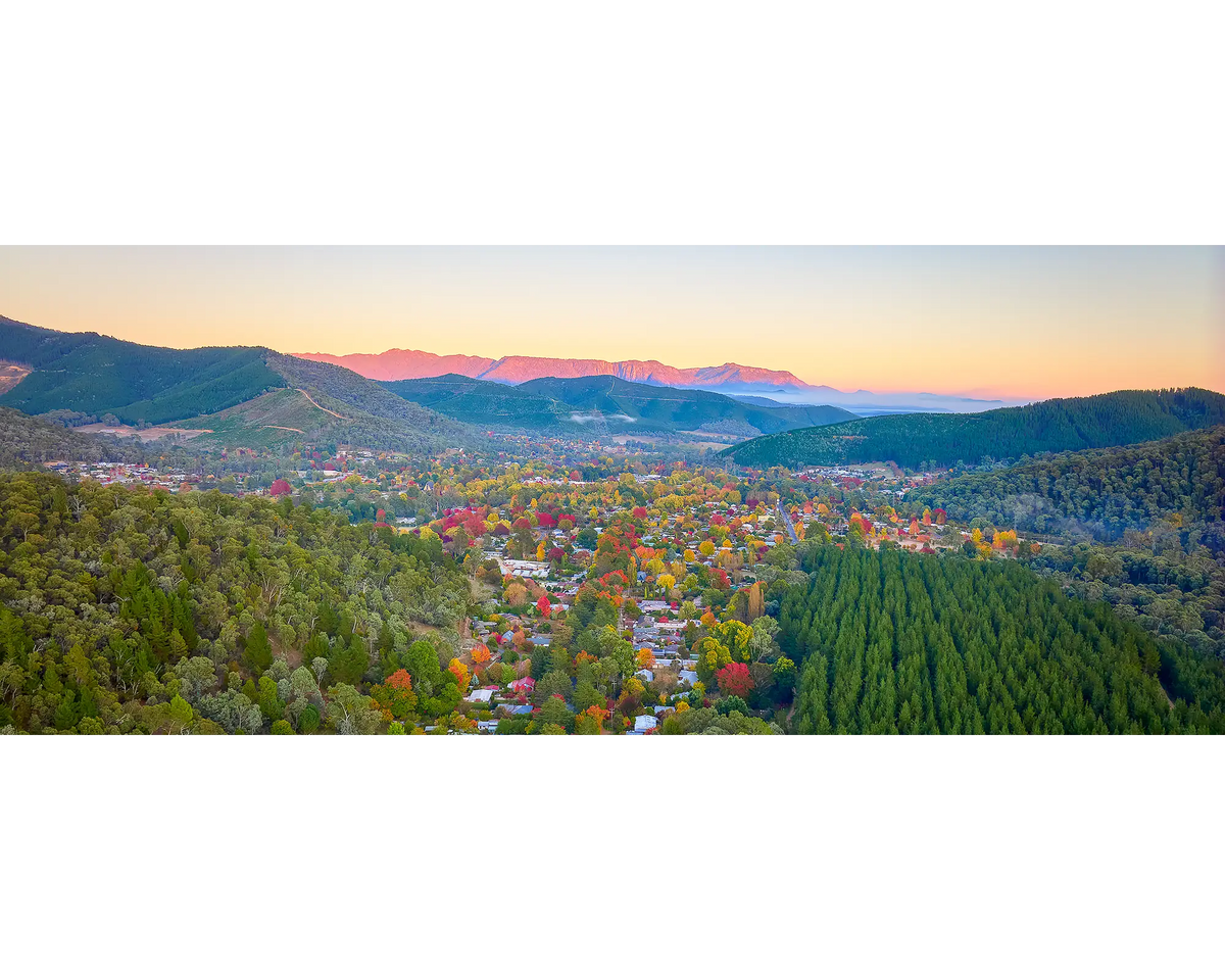 Autumn sunrise over Bright, Victoria.