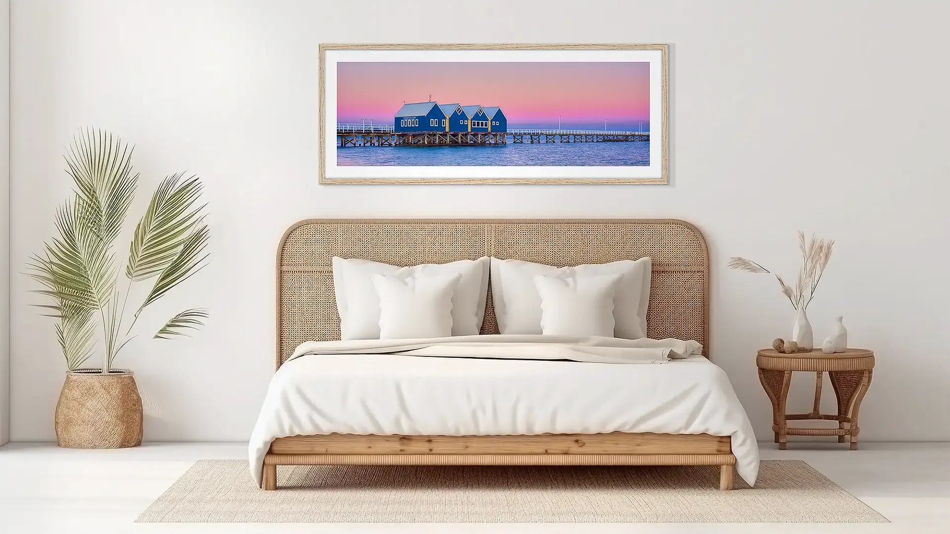 West Australia wall art in wood frame on bedroom wall