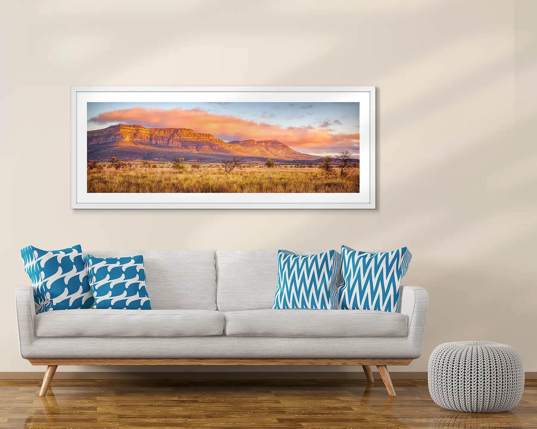 Wilpena Waking. Wilpena Pound at sunrise with fog, Flinders Ranges, South Australia.