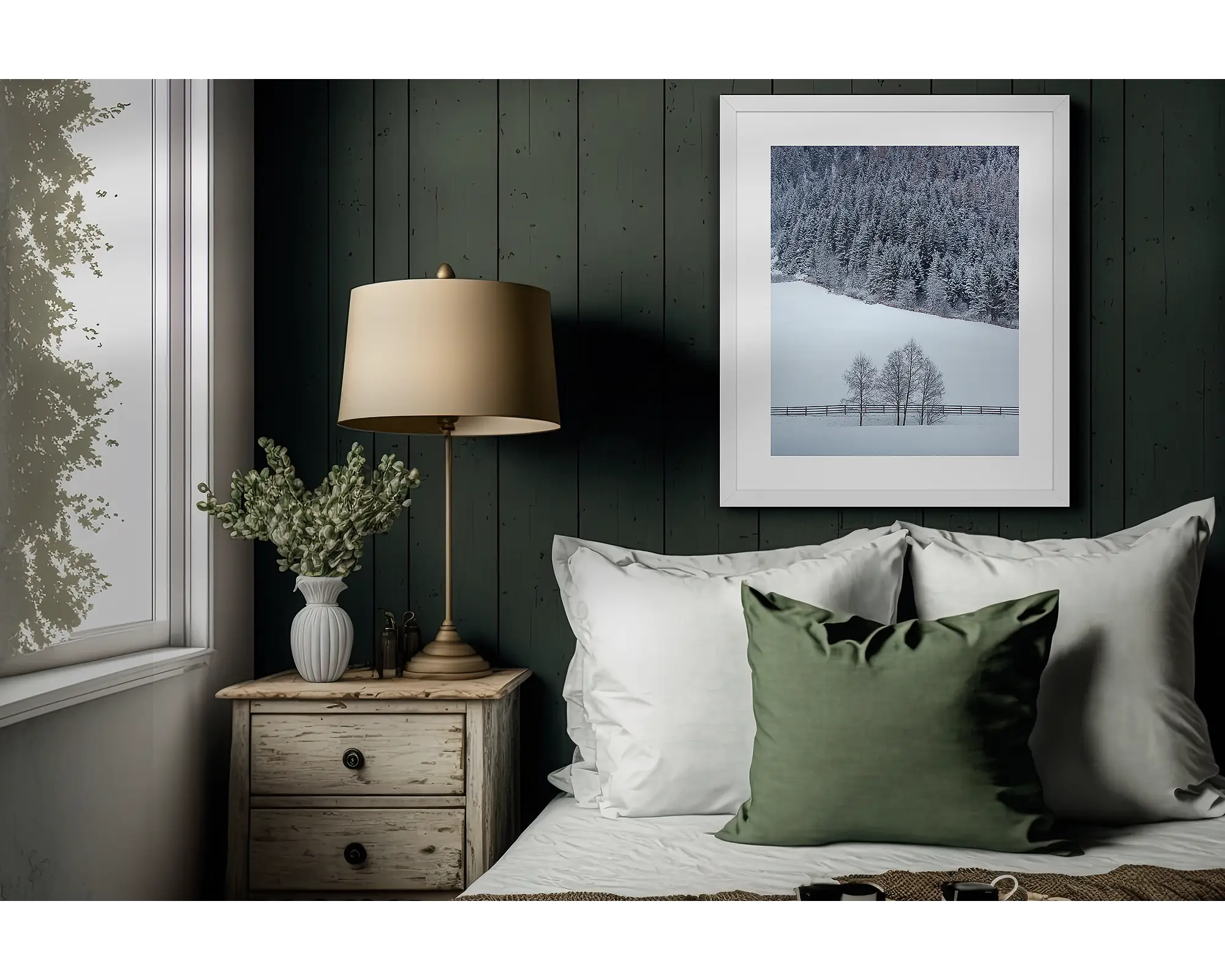 Winter Discovery. Trees covered in snow beside a farm, Neustift Tyrol, Austria.